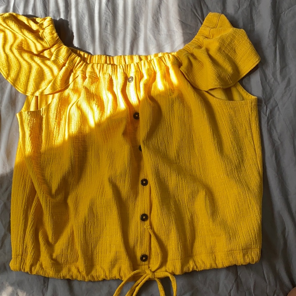 Madewell yellow off the shoulder